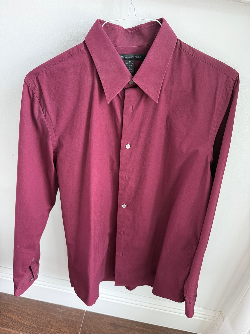 Express Men's Long-Sleeve Dress Shirt - Burgundy